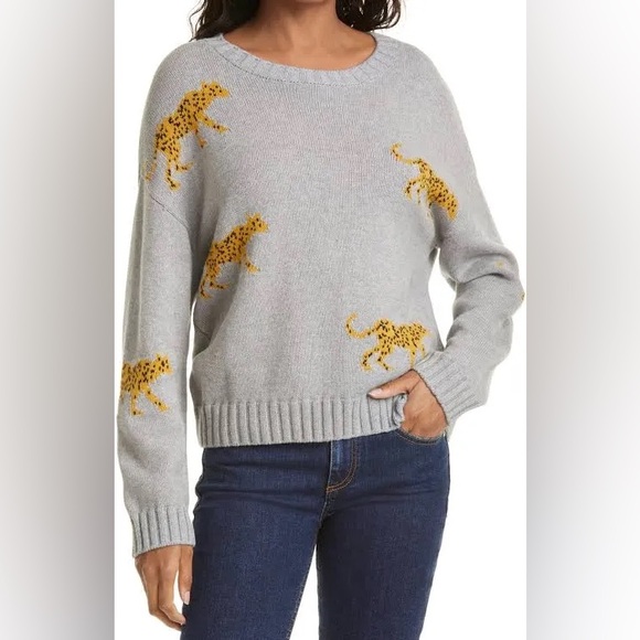 Rails Sweaters - Rails Gray Crewneck Jungle Cat Perci Sweater